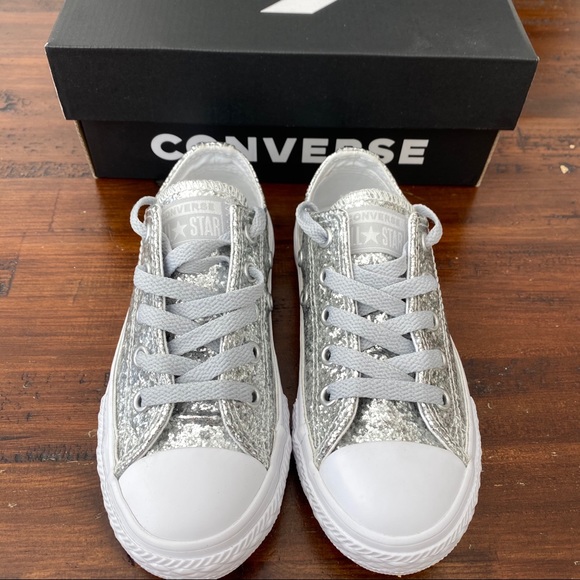 silver glitter converse kids